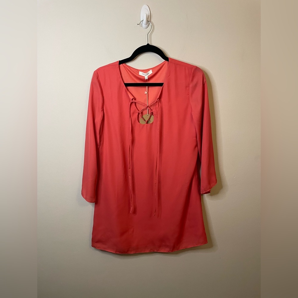 NWT Honey Punch Honey Belle Lace Up Front Pink Shift Dress